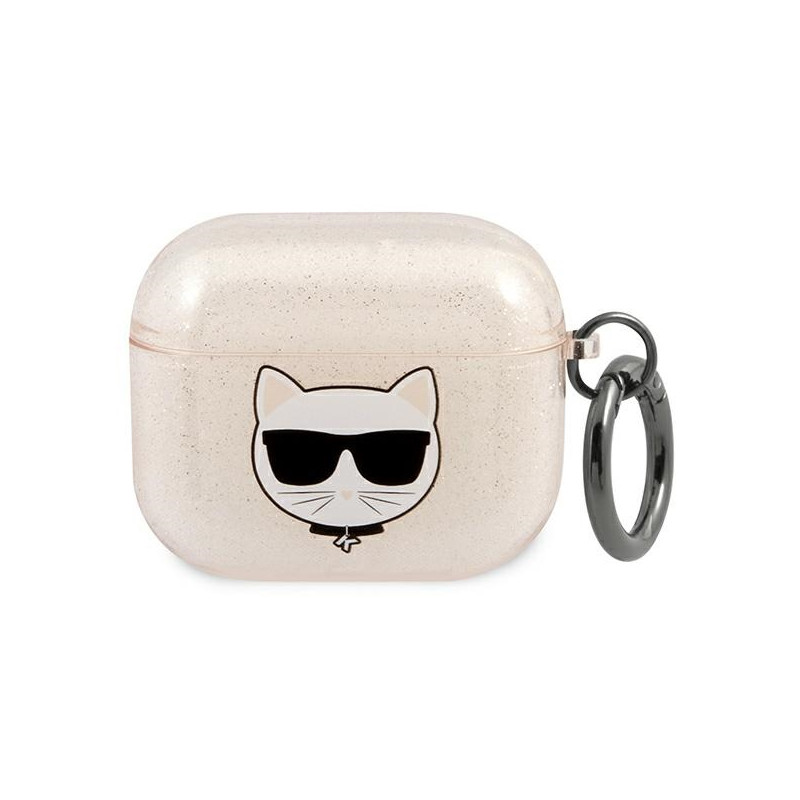 Pouzdro Karl Lagerfeld CHOUPETTE HEAD Glitter pro AirPods 3 - zlaté
