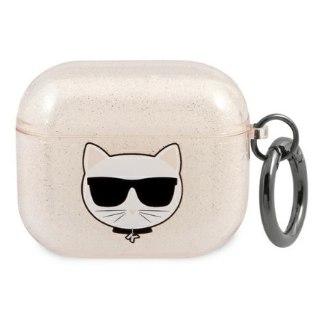 Pouzdro Karl Lagerfeld CHOUPETTE HEAD Glitter pro AirPods 3 - zlaté
