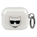 Pouzdro Karl Lagerfeld Choupette Head pro AirPods 3 - stříbrné