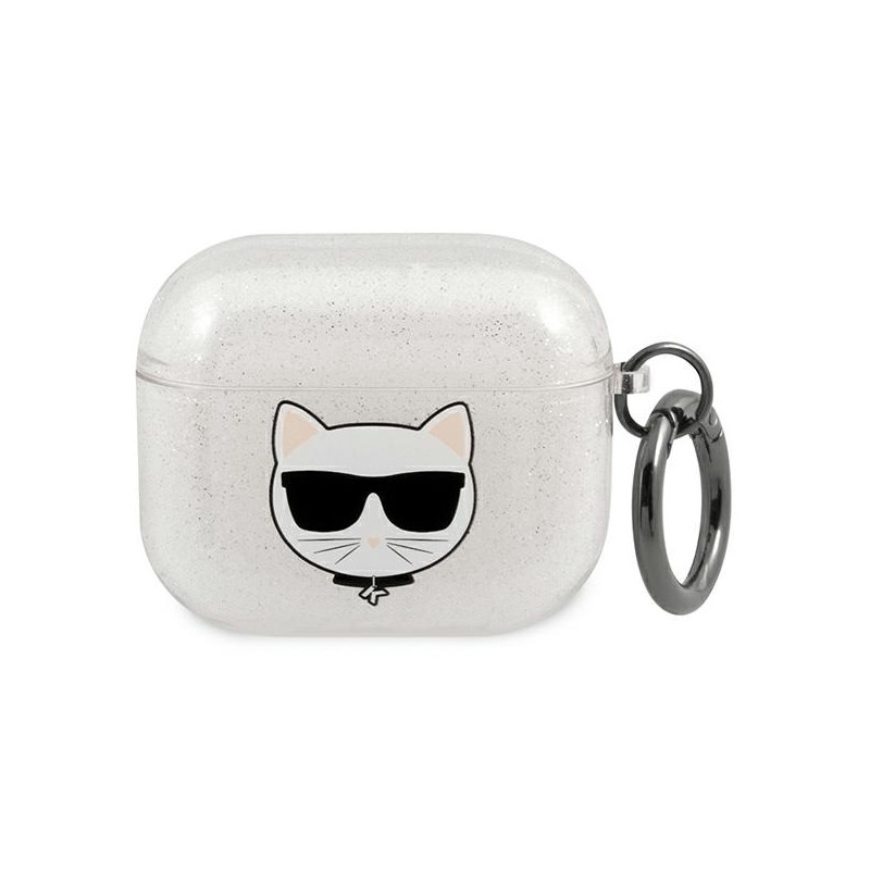 Pouzdro Karl Lagerfeld CHOUPETTE HEAD pro AirPods 3 - stříbrné