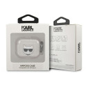 Pouzdro Karl Lagerfeld Choupette Head pro AirPods 3 - stříbrné