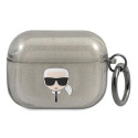 Pouzdro Karl Lagerfeld KARL'S HEAD Glitter pro AirPods Pro - černé