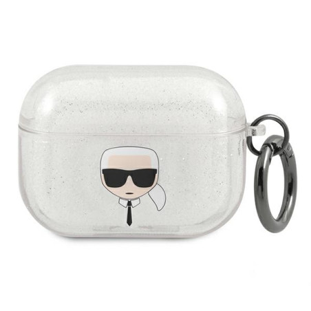 Pouzdro Karl Lagerfeld KLAPUKHGS pro AirPods Pro – stříbrný Glitt