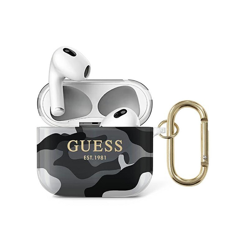 Pouzdro Guess GUA3UCAMG pro AirPods 3 - černá/černá camo
