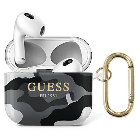 Pouzdro Guess GUA3UCAMG pro AirPods 3 - černá/černá camo