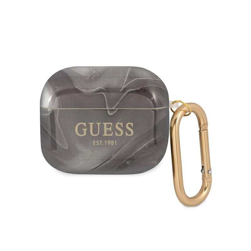 Kryt Guess GUA3UNMK pro AirPods 3 - černá/černá Marble