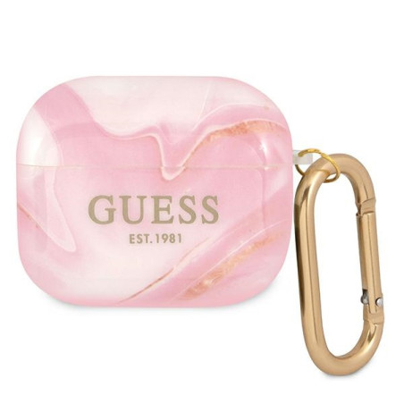Kryt Guess GUA3UNMP pro AirPods 3 – růžová Marble