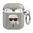 Kryt Karl Lagerfeld GLITTER Karl's Head pro AirPods 1/2 černá