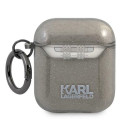Kryt Karl Lagerfeld GLITTER Karl's Head pro AirPods 1/2 černá