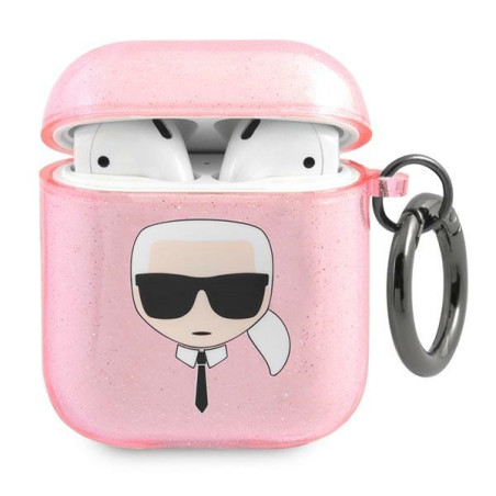Pouzdro Karl Lagerfeld KLA2UKHGP pro AirPods růžové