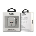 Pouzdro Karl Lagerfeld KARL'S HEAD pro AirPods 1/2 – stříbrné