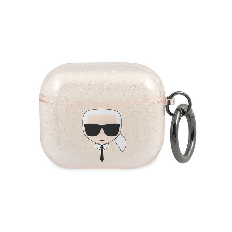 Pouzdro Karl Lagerfeld GLITTER KARL'S HEAD pro AirPods 3 - zlaté