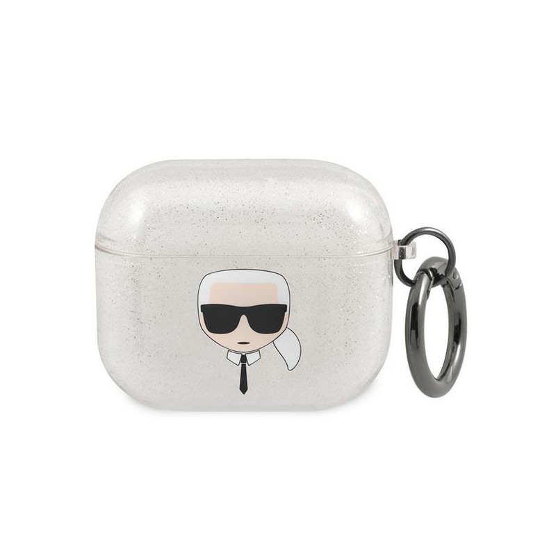 Pouzdro Karl Lagerfeld KARL'S HEAD pro AirPods 3 - stříbrné