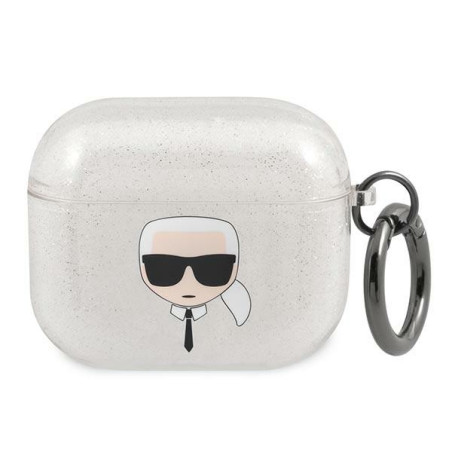 Pouzdro Karl Lagerfeld KARL'S HEAD pro AirPods 3 - stříbrné