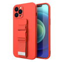 Pouzdro Hurtel pro iPhone 12 Pro - červené (lanyard)