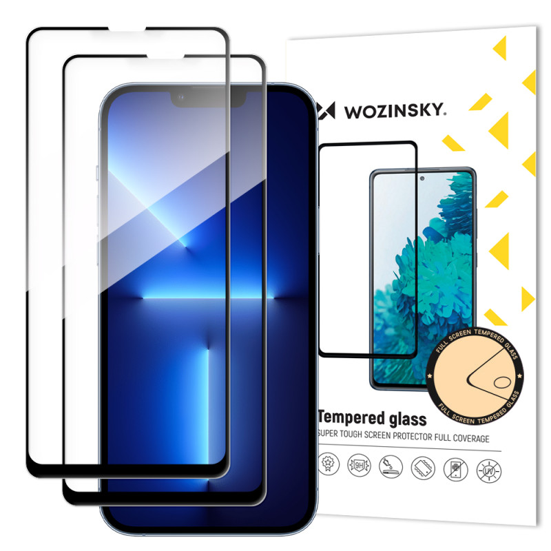 Ochranné sklo Wozinsky pro iPhone 17e / 16e, iPhone 14, iPhone 13 Pro / iPhone 13 - černé