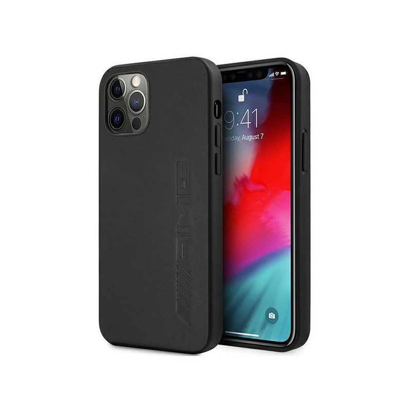 Kryt AMG Leather Hot Stamped Mercedes-AMG pro iPhone 12 Pro Max - černý