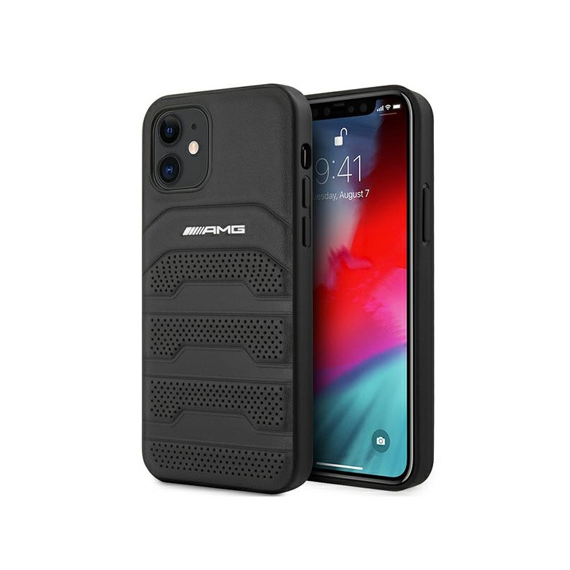 Kryt AMG Leather Debossed Lines Mercedes-AMG pro iPhone 12 mini - černý