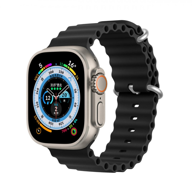 DUX DUCIS Strap OceanWave Silikonový řemínek pro Apple Watch 38/40/41, černý