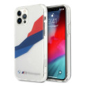 Kryt BMW MOTORSPORT Tricolor pro iPhone 12 Pro Max - transparentní