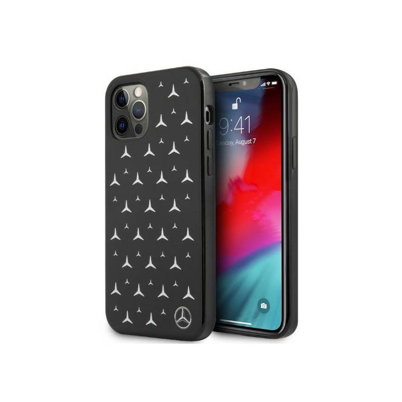Kryt Mercedes SILVER STARS Pattern pro iPhone 12 / iPhone 12 Pro - černý