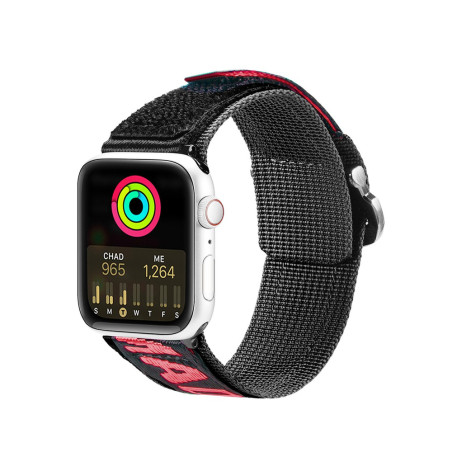 DUX DUCIS Strap Outdoor Textilní řemínek pro Apple Watch 42/44/45/49mm, černo-červený