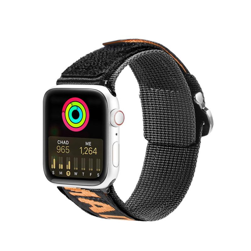 DUX DUCIS Strap Outdoor Textilní řemínek pro Apple Watch 42/44/45/49mm, černo-oranžový