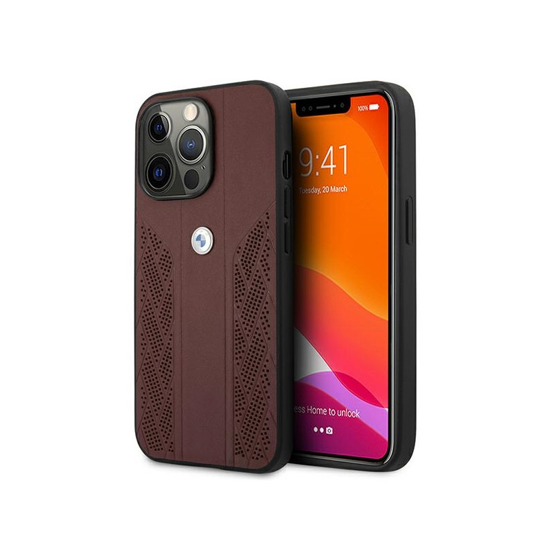 Pouzdro BMW Curve Perforate pro iPhone 13 Pro / iPhone 13 - červené