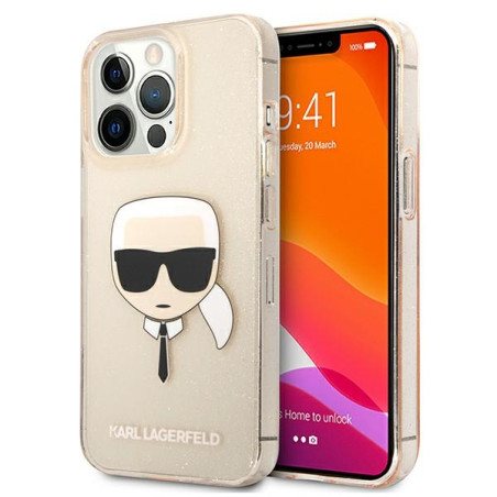 Kryt Karl Lagerfeld Glitter Karl’s Head iPhone 13 Pro - zlatá