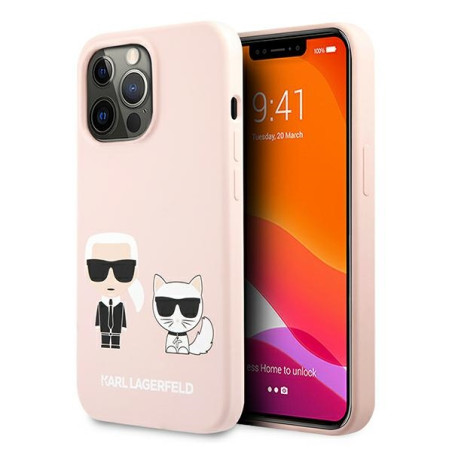 Kryt Karl Lagerfeld SILICONE pro iPhone 13 Pro light pink