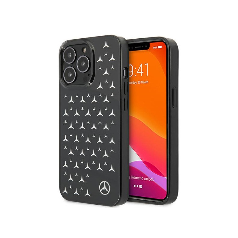 Kryt Mercedes SILVER STARS Pattern pro iPhone 13 Pro / iPhone 13 - černý