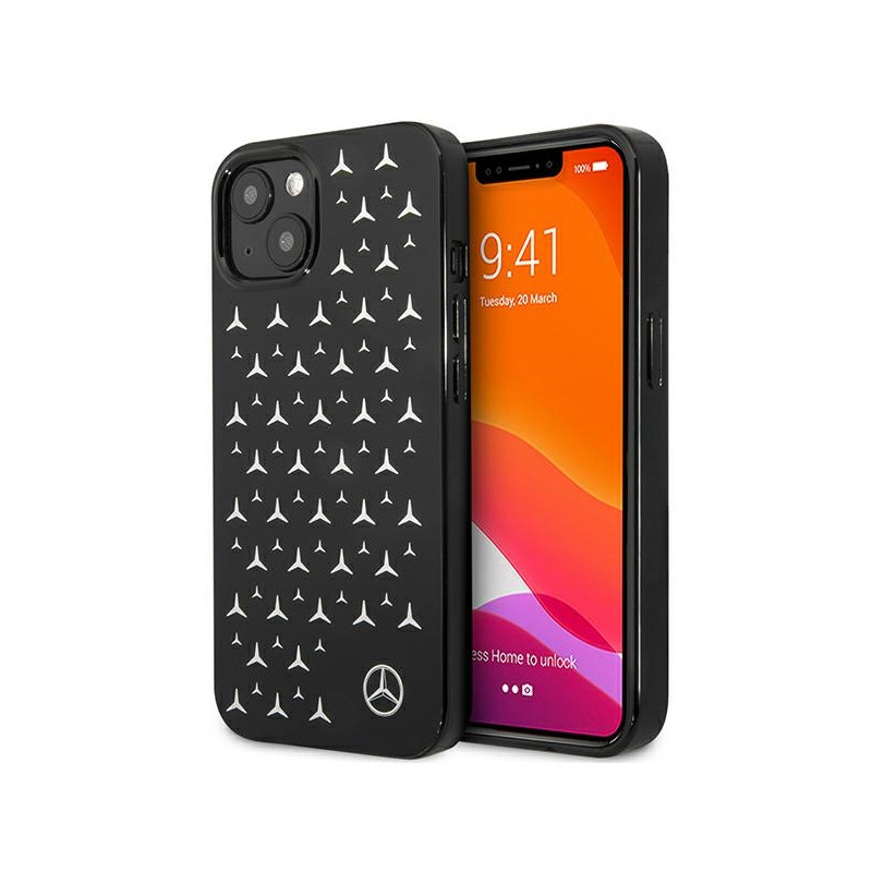 Kryt Mercedes SILVER STARS Pattern pro iPhone 13 mini - černý
