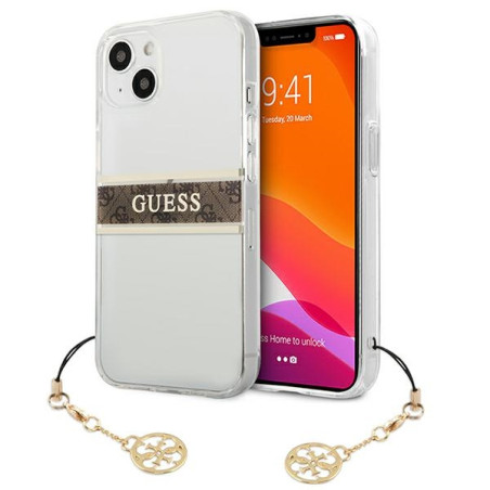 Kryt Guess 4G Strap Charm pro iPhone 13 mini – transparentní