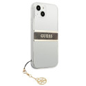 Kryt Guess 4G Strap Charm pro iPhone 13 mini – transparentní