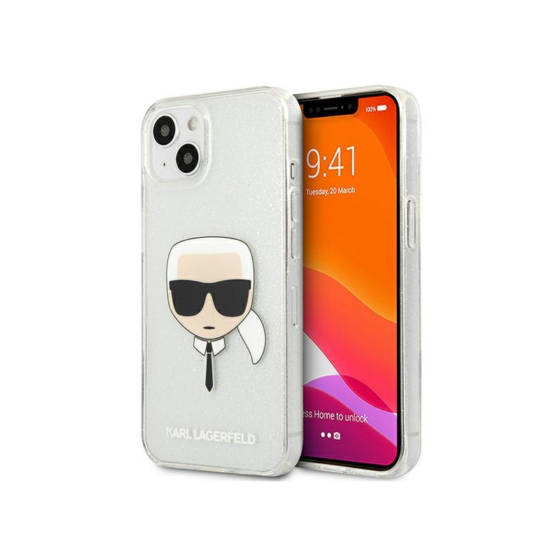 Kryt Karl Lagerfeld KARL'S HEAD pro iPhone 13 mini - stříbrný