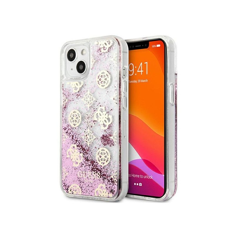 Kryt Guess GUHCP13SLGPEPI pro iPhone 13 mini - pink/pink hardcase Peony Liquid Glitter