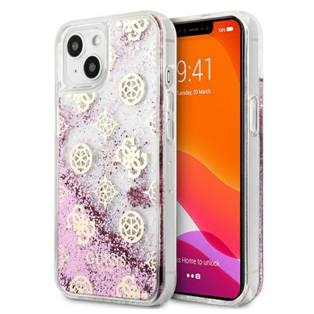 Kryt Guess GUHCP13SLGPEPI pro iPhone 13 mini - Peony Liquid Glitter
