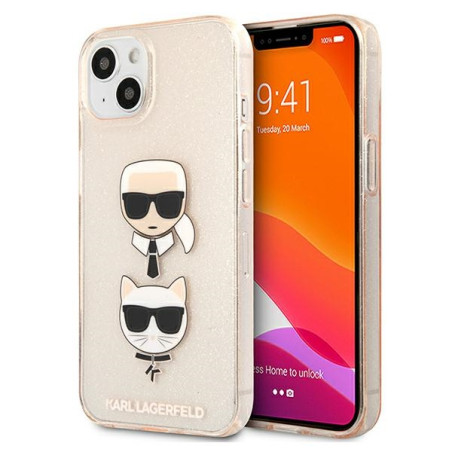Kryt Karl Lagerfeld GLITTER KARL's & Choupette HEAD iPhone 13 mini - z