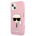 Kryt Karl Lagerfeld GLITTER Karl's Head iPhone 13 mini - růžová