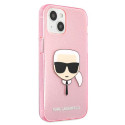Kryt Karl Lagerfeld GLITTER Karl's Head iPhone 13 mini - růžová