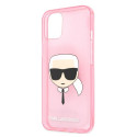 Kryt Karl Lagerfeld GLITTER Karl's Head iPhone 13 mini - růžová