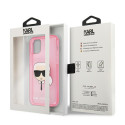 Kryt Karl Lagerfeld GLITTER Karl's Head iPhone 13 mini - růžová