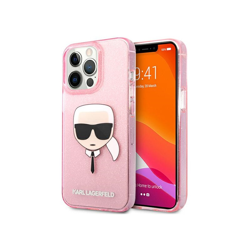 Kryt Karl Lagerfeld CHOUPETTE HEAD Glitter pro iPhone 13 Pro Max - růžová