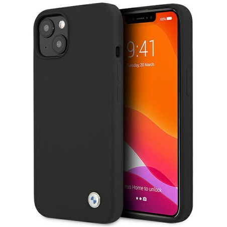 Kryt BMW Silicone Signature pro iPhone 13 – černý