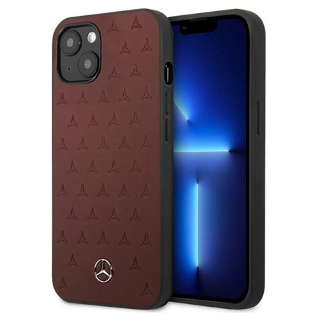 Kryt Mercedes Leather Stars iPhone 13 mini - červená
