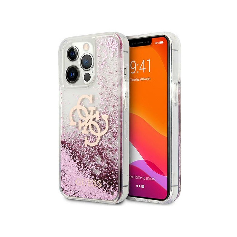 Kryt Guess 4G BIG LOGO - Liquid Glitter pro iPhone 13 Pro Max - růžová/pink