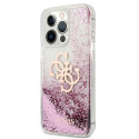 Kryt Guess 4G Big Liquid Glitter pro iPhone 13 Pro Max - růžová