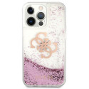 Kryt Guess 4G Big Liquid Glitter pro iPhone 13 Pro Max - růžová