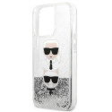 Kryt Karl Lagerfeld LIQUID GLITTER iPhone 13 Pro/13 - stříbrný