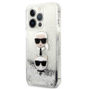 Kryt Karl Lagerfeld LIQUID GLITTER iPhone 13 Pro Max - stříbrná